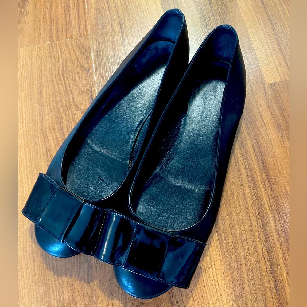 Louis Vuitton Black Patent Leather Bow Flats